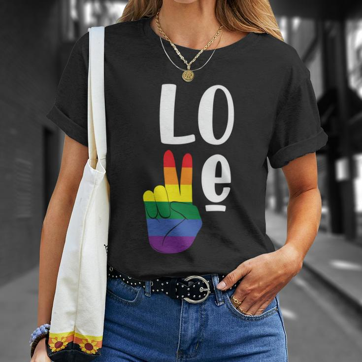 Love Peace Lgbt Gay Pride Lesbian Bisexual Ally Quote Unisex T-Shirt Gifts for Her