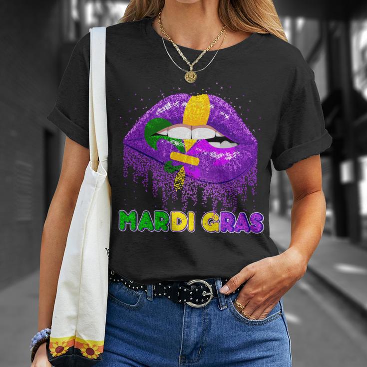 Mardi Gras Sparkle Lips Unisex T-Shirt Gifts for Her