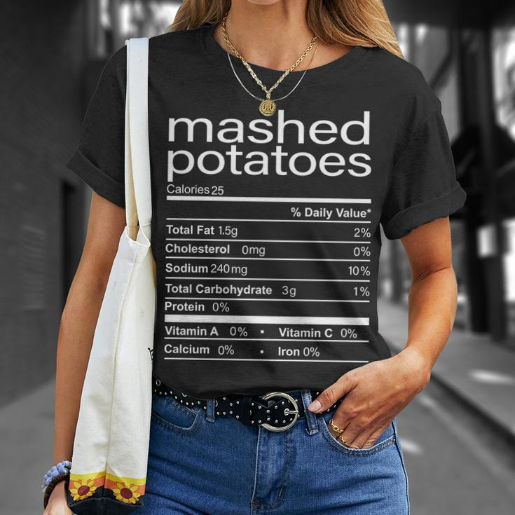 Mashed Potato Nutritional Facts Funny Thanksgiving Unisex T-Shirt Gifts for Her