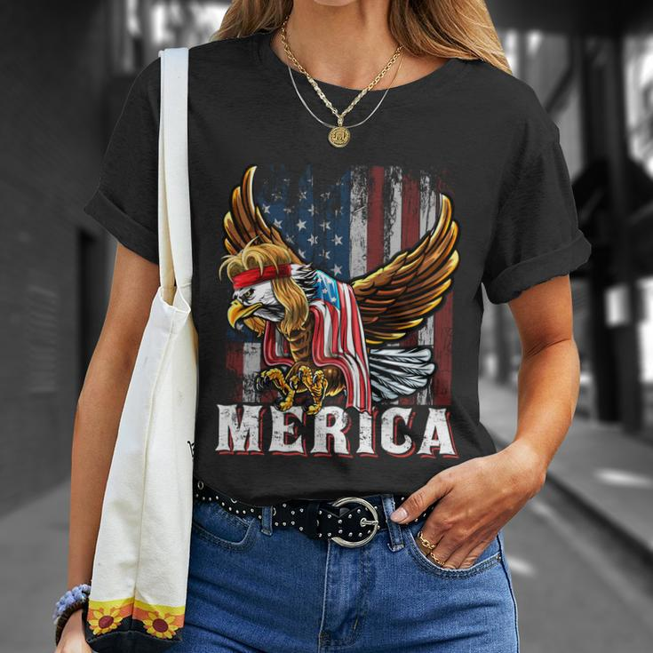 Merica Bald Eagle Mullet 4Th Of July American Flag Patriotic Meaningful Gift Unisex T-Shirt Gifts for Her
