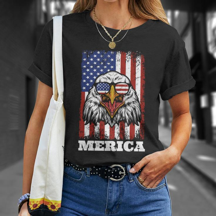 Merica Eagle Mullet 4Th Of July American Flag Stars Stripes Gift Unisex T-Shirt Gifts for Her