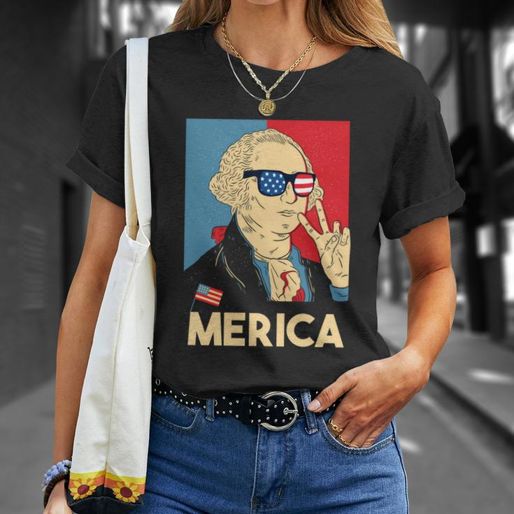 Merica George Washington 4Th Of July Usa Flag Funny American Gift Unisex T-Shirt Gifts for Her