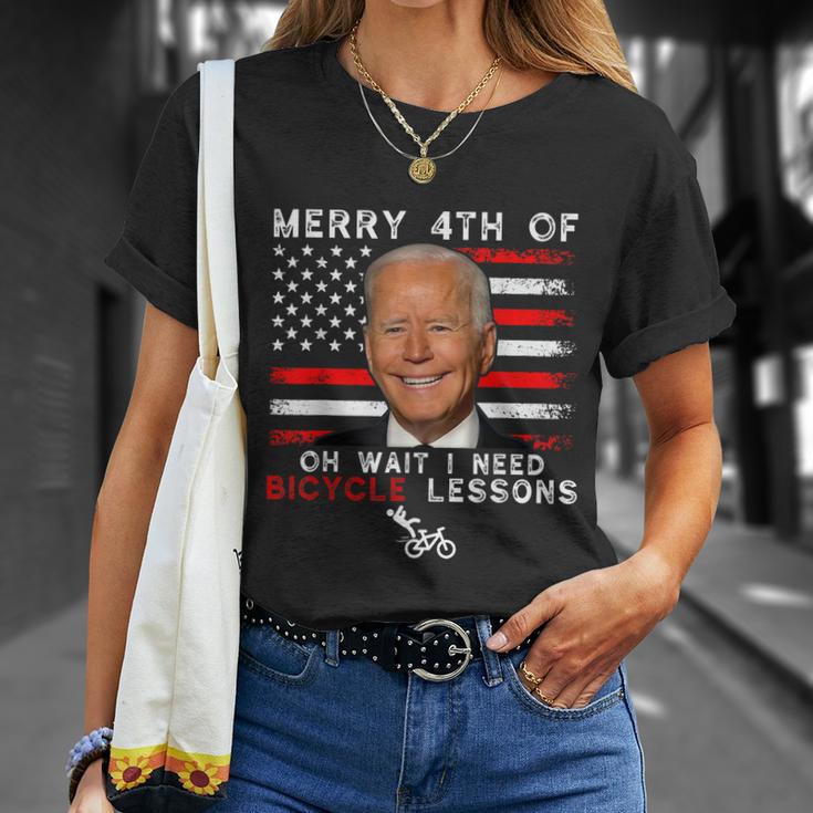 Merry 4Th Of July Biden Bike Bicycle Falls Off Anti Biden V5 Unisex T-Shirt Gifts for Her