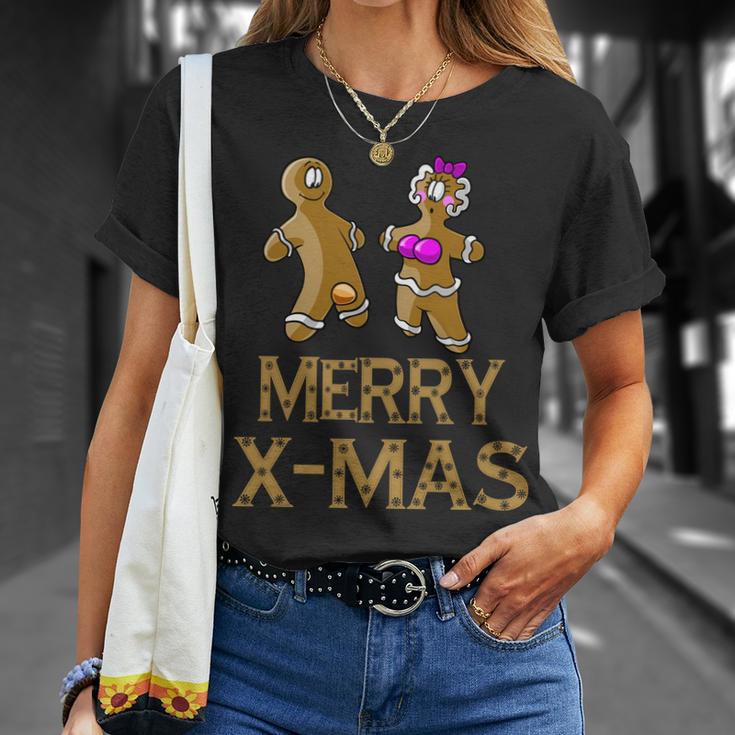 Merry X-Mas Funny Gingerbread Couple Tshirt Unisex T-Shirt Gifts for Her