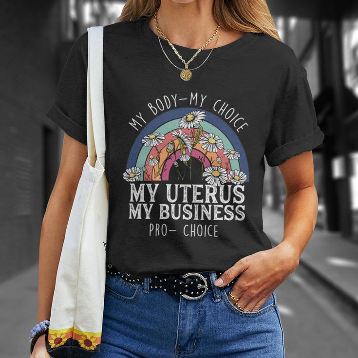 My Body Choice Mind Your Own Uterus Shirt Floral My Uterus V2 Unisex T-Shirt Gifts for Her