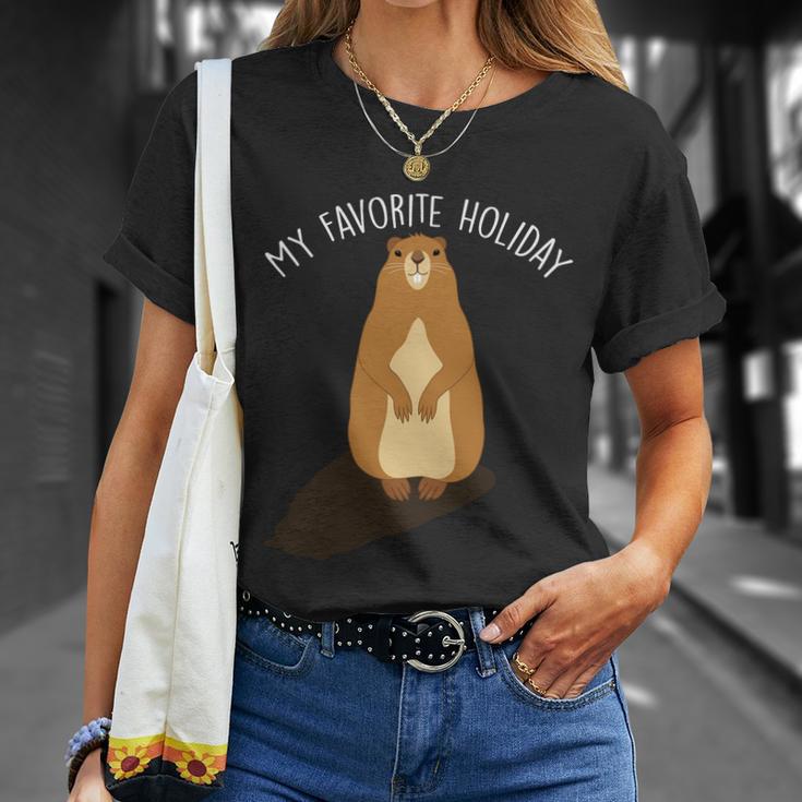 My Favorite Holiday Groundhog Day Unisex T-Shirt Gifts for Her