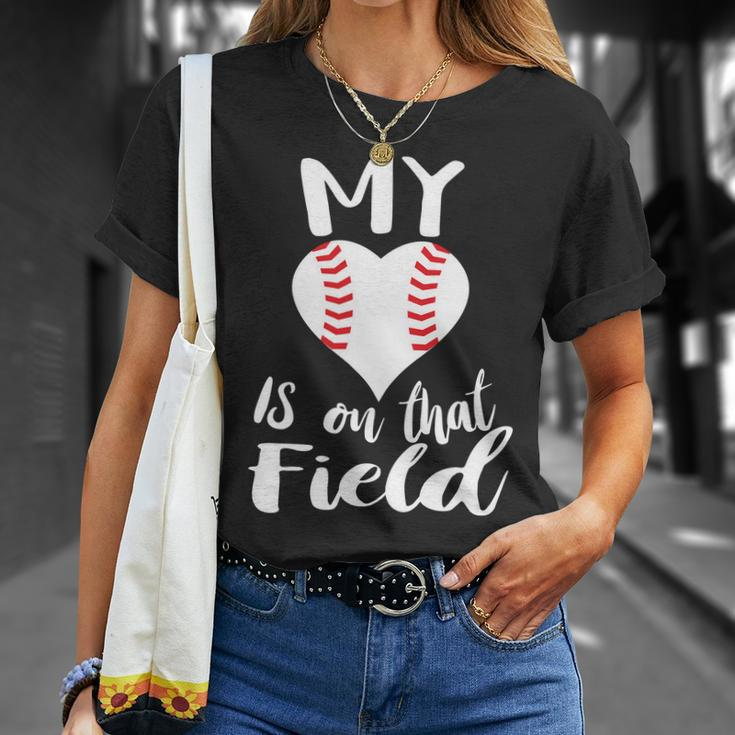 My Love Is On The Field Baseball Unisex T-Shirt Gifts for Her