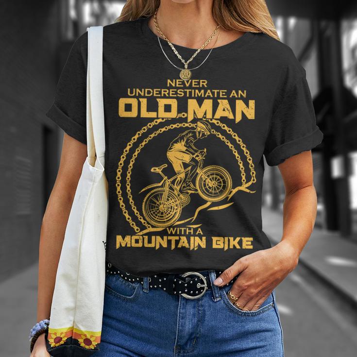 Never Underestimate An Old Man With A Mountain Bike Tshirt Unisex T-Shirt Gifts for Her