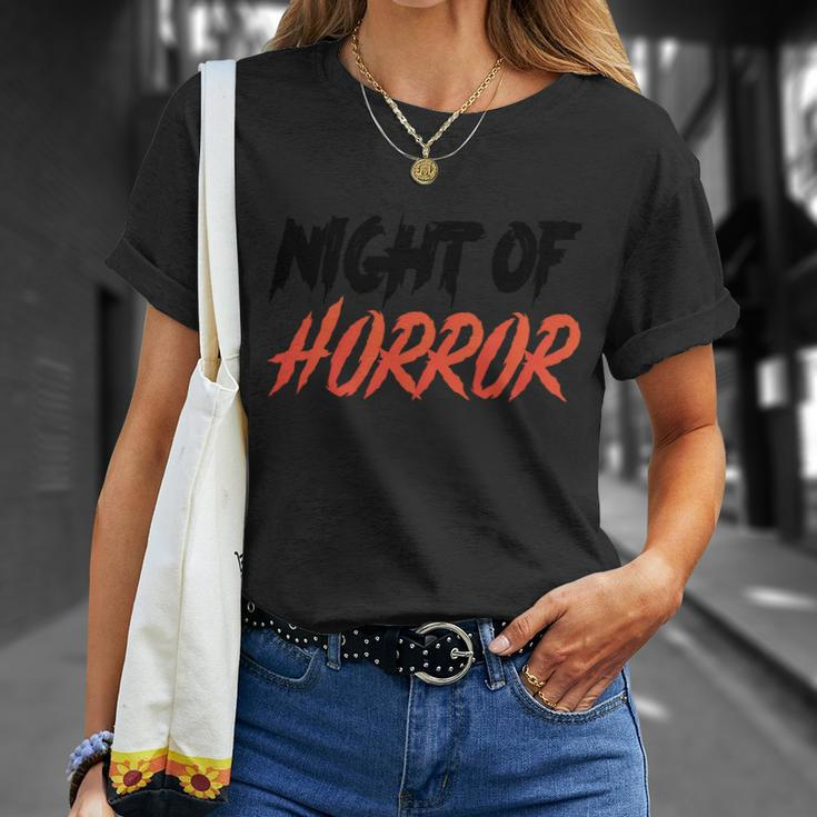 Night Of Horror Halloween Quote Unisex T-Shirt Gifts for Her