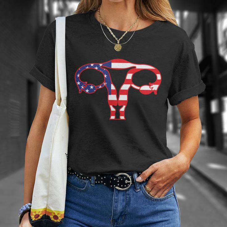 Patriotic Uterus American Flag Womens Rights 1973 Pro Roe Unisex T-Shirt Gifts for Her