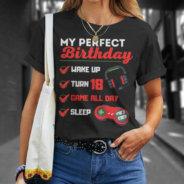Perfekter 18Th Birthday Gamer Boy Gamer Unisex T-Shirt Gifts for Her