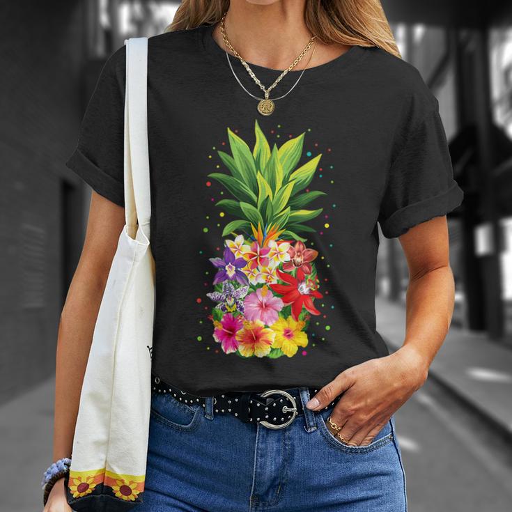 Pineapple Flowers Aloha Hawaii Vintage Hawaiian Floral Women Unisex T-Shirt Gifts for Her