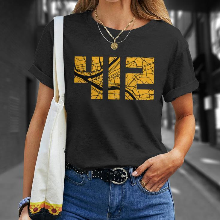 Pittsburgh 412 Map V2 Unisex T-Shirt Gifts for Her