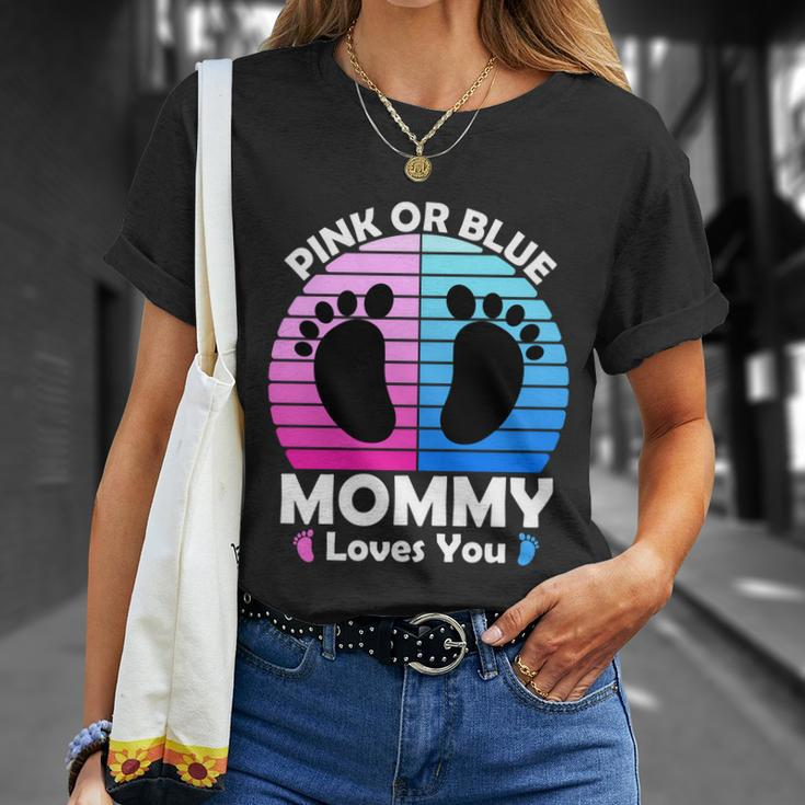 Pregnancy Announcet Mom 2021 Pink Or Blue Mommy Loves You Cool Gift Unisex T-Shirt Gifts for Her