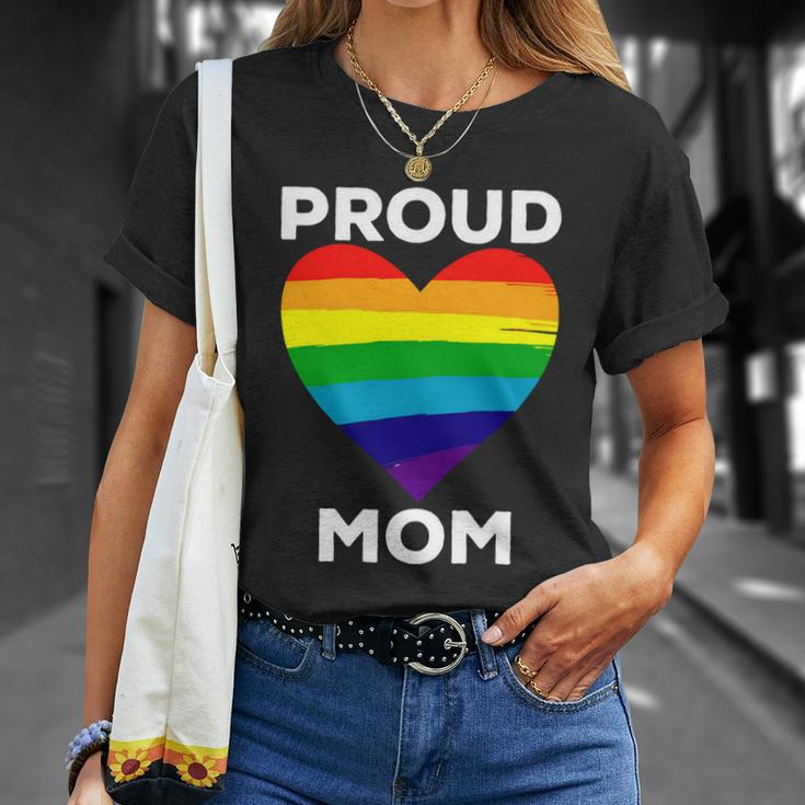 Proud Mom Heart Flag Parent Of Lgbtq Lesbian Bi Trans Gift Unisex T-Shirt Gifts for Her
