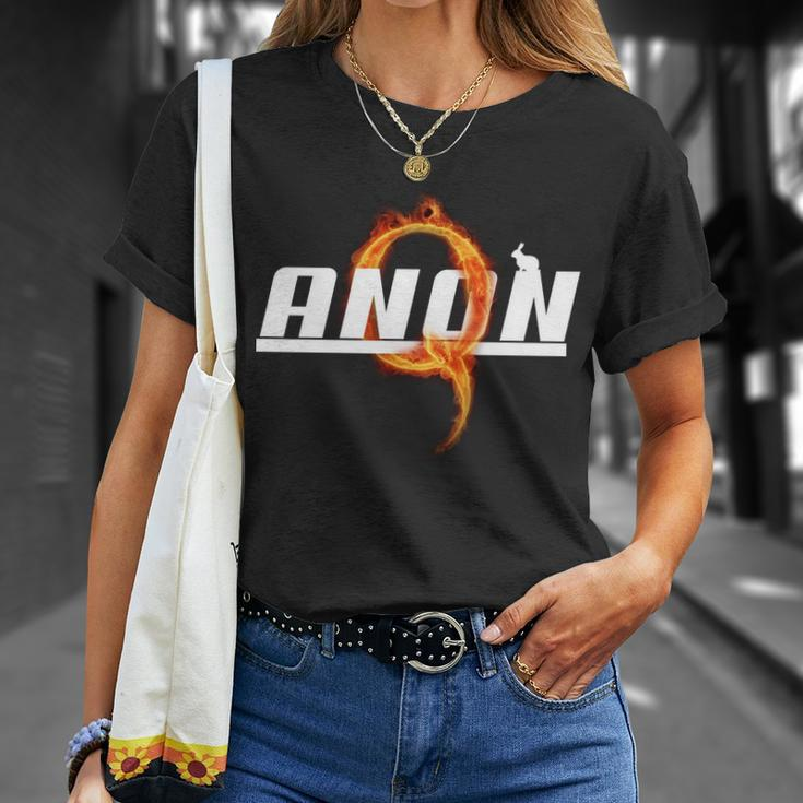 Qanon The Rabbit Storm Fire Logo Unisex T-Shirt Gifts for Her