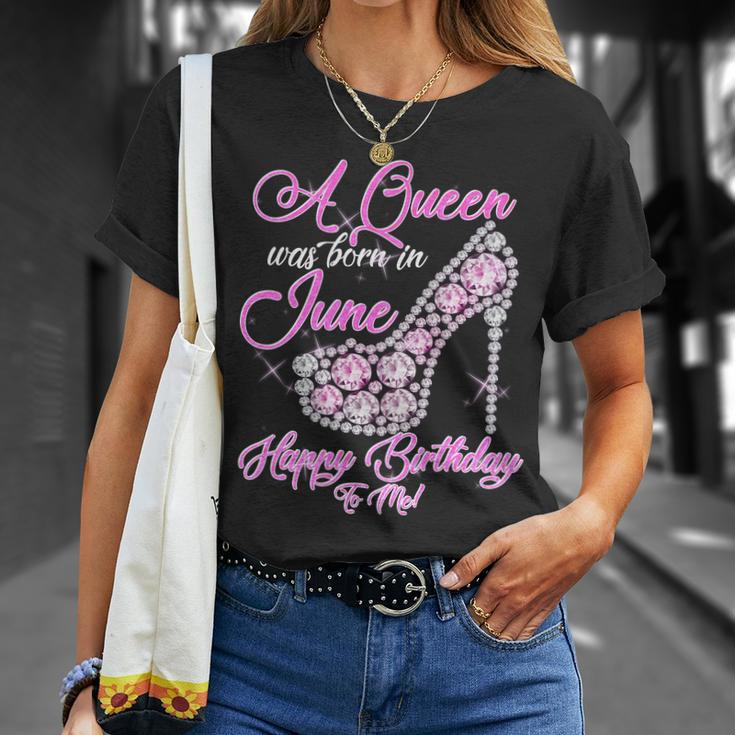 A Queen Was Born In June Fancy Birthday T-Shirt Gifts for Her