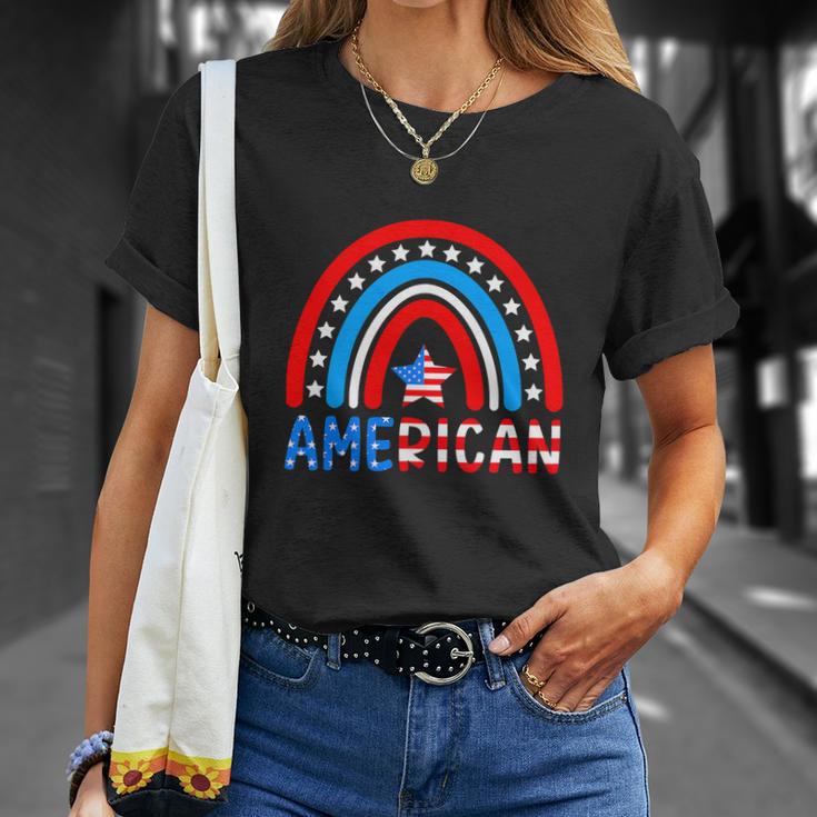 Rainbow American Flag Patriotic For 4Th Of July Unisex T-Shirt Gifts for Her