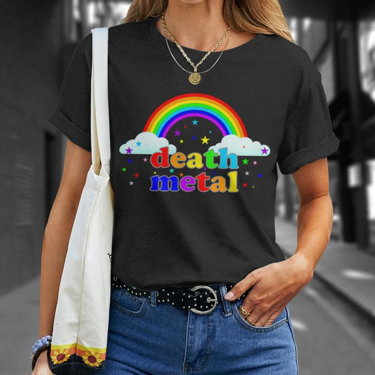 Rainbow Death Metal Logo Tshirt Unisex T-Shirt Gifts for Her