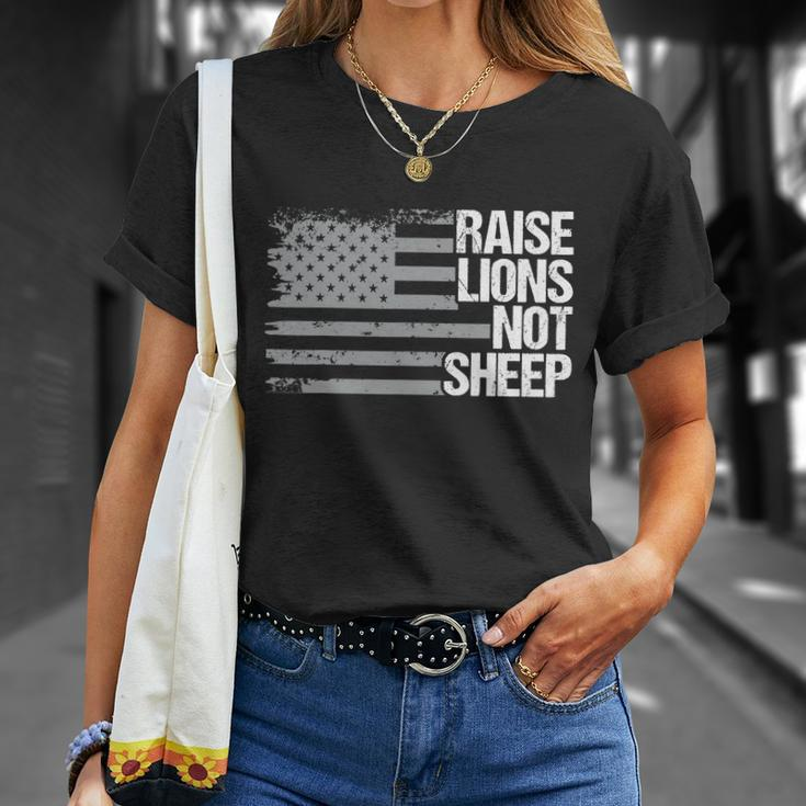 Raise Lions Not Sheep American Patriot Patriotic Lion Tshirt T-Shirt Gifts for Her