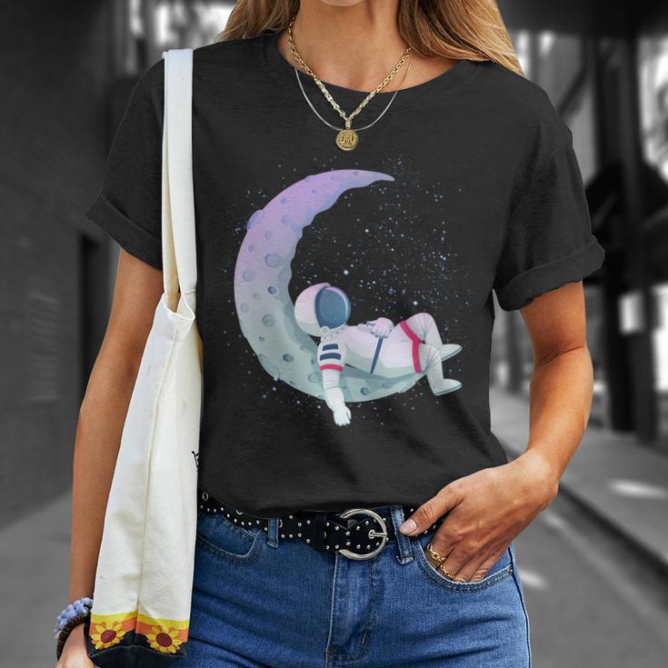 Relaxing Astronaut On The Moon Unisex T-Shirt Gifts for Her