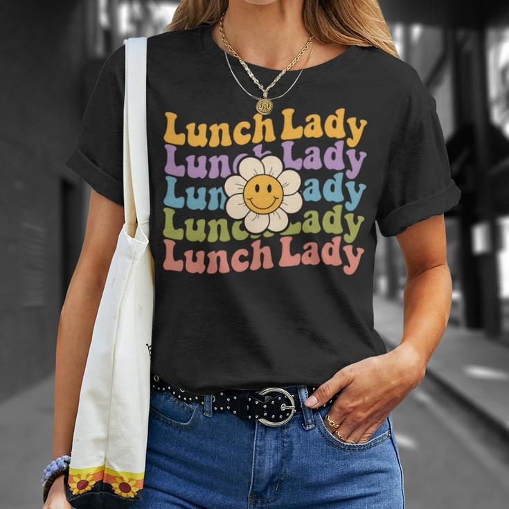 Retro Groovy Lunch Lady Teacher Back To School Lunch Lady Unisex T-Shirt Gifts for Her