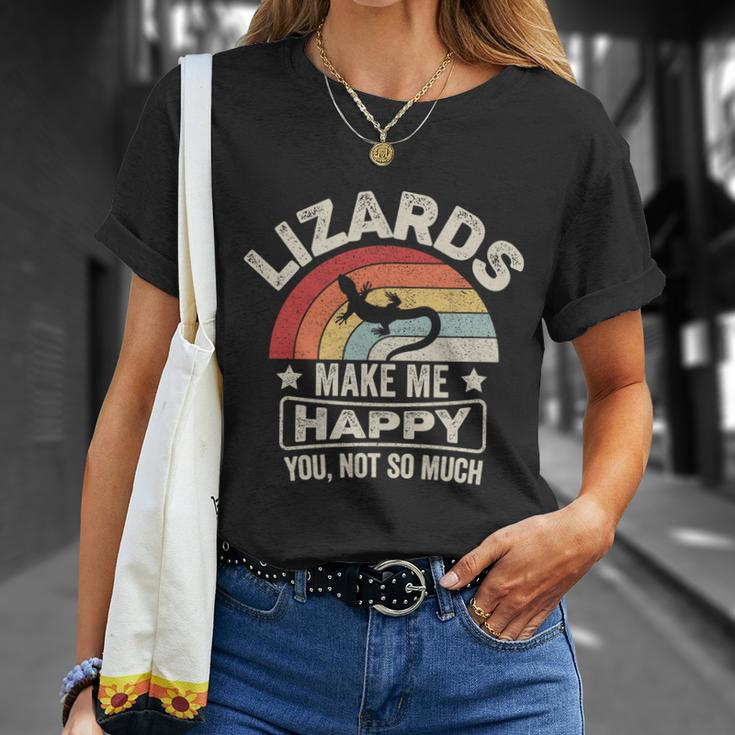 Retro Lizards Make Me Happy You Not So Much Lizard Lover Cool Gift Unisex T-Shirt Gifts for Her