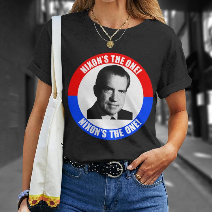 Retro Richard Nixon Nixons The One Presidential Campaign Unisex T-Shirt Gifts for Her
