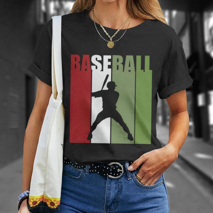Retro Vintage Baseball Player Silhouette Baseball Lover Baseball Dad Unisex T-Shirt Gifts for Her