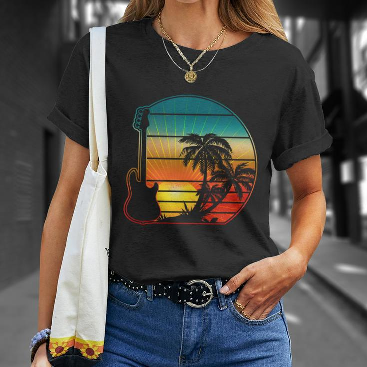 Retro Vintage Guitar Sunset Sunrise Island Unisex T-Shirt Gifts for Her