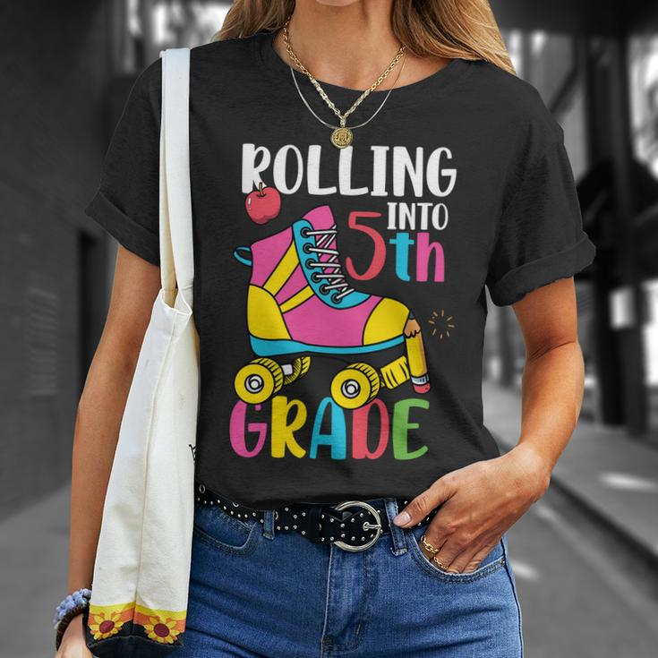 Rolling Into 5Th Grade Back To School First Day Of School Unisex T-Shirt Gifts for Her