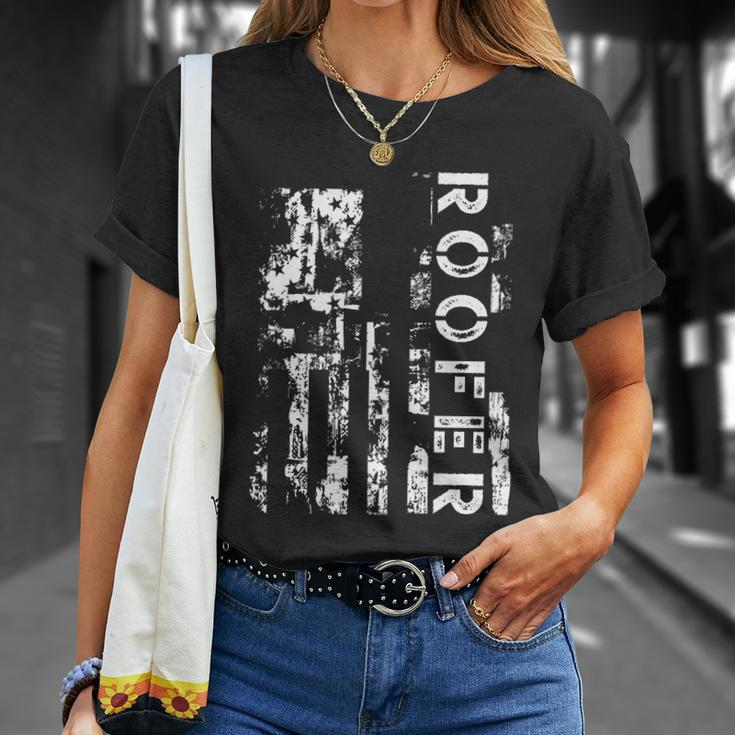 Roofer Us Flag Construction Worker Proud Labor Day Worker T-shirt Gifts for Her