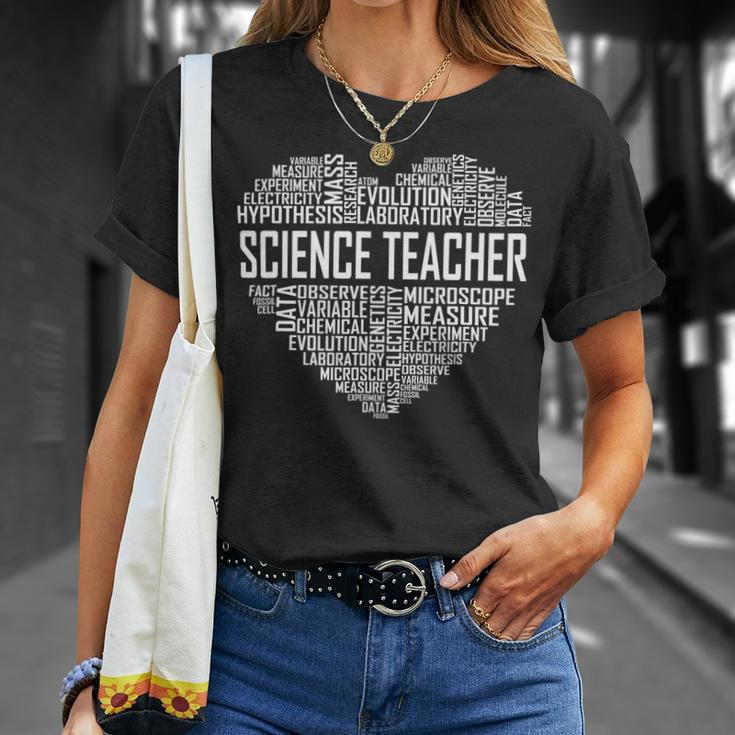 Science Teacher Heart Proud Science Teaching Design Unisex T-Shirt Gifts for Her
