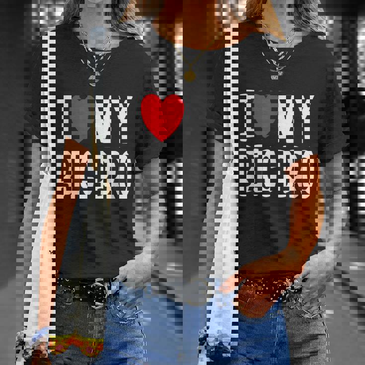 Sibling Quote I Love My Big Bro Heart Brother T-shirt Gifts for Her