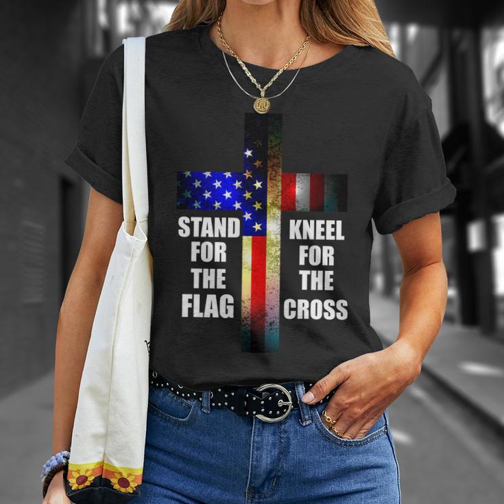 Stand For The Flag Kneel For The Cross Usa Flag Tshirt Unisex T-Shirt Gifts for Her