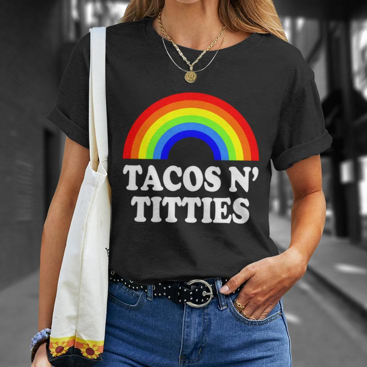 Tacos N Titties Funny Lgbt Gay Pride Lesbian Lgbtq Unisex T-Shirt Gifts for Her