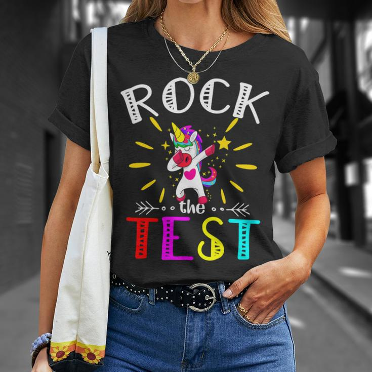 Testing Day Teacher Rock The Test Teaching Students Teachers Unisex T-Shirt Gifts for Her
