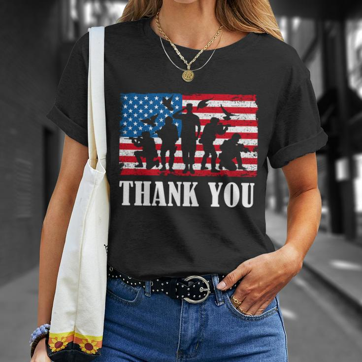 Thank You Army Memorial Day Partiotic Military Veteran Gift Unisex T-Shirt Gifts for Her
