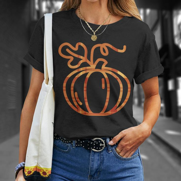 Thanksgiving Halloween Pumpkin Fall Autumn Plaid T-Shirt Gifts for Her