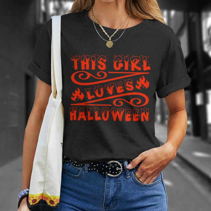 This Girl Loves Halloween Funny Halloween Quote Unisex T-Shirt Gifts for Her