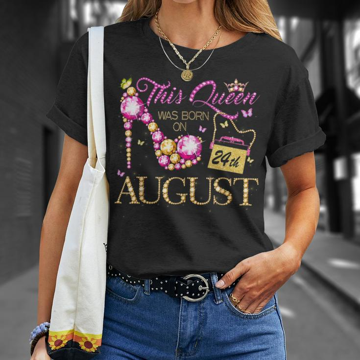 This Queen Was Born On August 24 24Th August Birthday Queen Unisex T-Shirt Gifts for Her