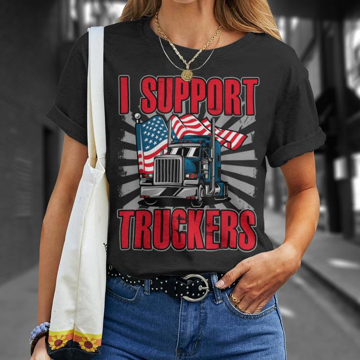 Trucker Trucker Support I Support Truckers Freedom Convoy Unisex T-Shirt Gifts for Her