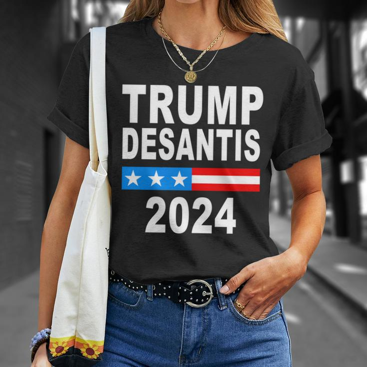 Trump Desantis 2024 Us Flag Tshirt Unisex T-Shirt Gifts for Her