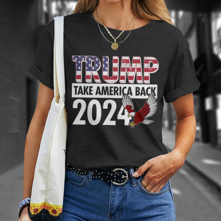Trump Take America Back 2024 Usa Flag Eagle Unisex T-Shirt Gifts for Her