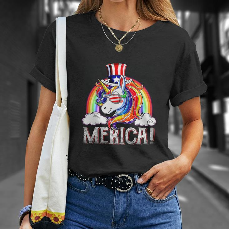 Unicorn 4Th Of July Merica Girl Rainbow Unisex T-Shirt Gifts for Her