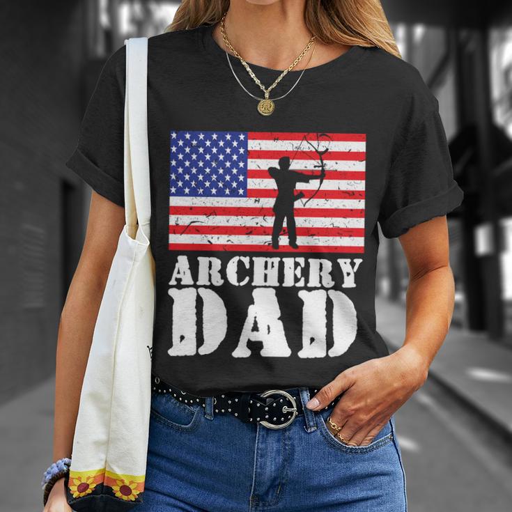 Usa American Distressed Flag Archery Dad Men Gift For Him Gift Unisex T-Shirt Gifts for Her