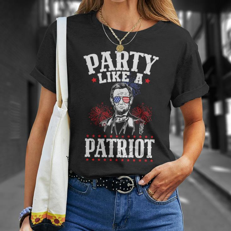 Usa Flag Design Party Like A Patriot Plus Size Shirt For Men Women And Family Unisex T-Shirt Gifts for Her
