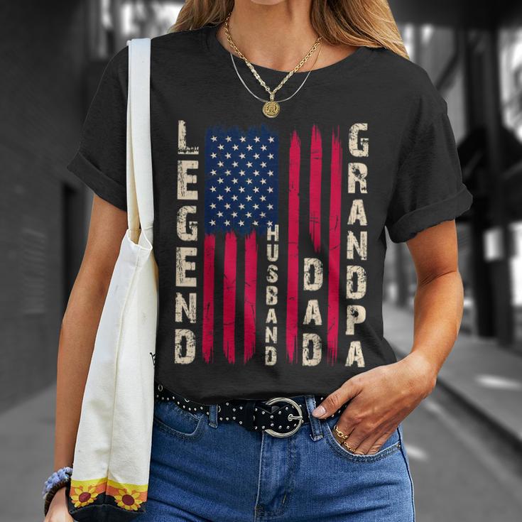 Usa Flag Fathers Day Dad The Legend Husband Dad Grandpa Unisex T-Shirt Gifts for Her