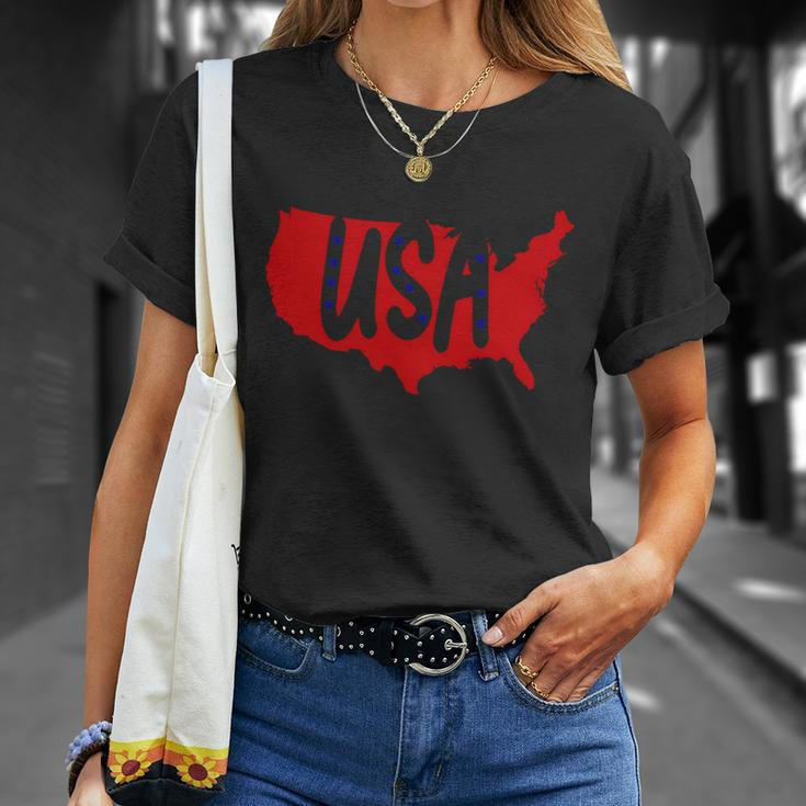 Usa Map Patriotic Celebrate 4Th Of July Unisex T-Shirt Gifts for Her