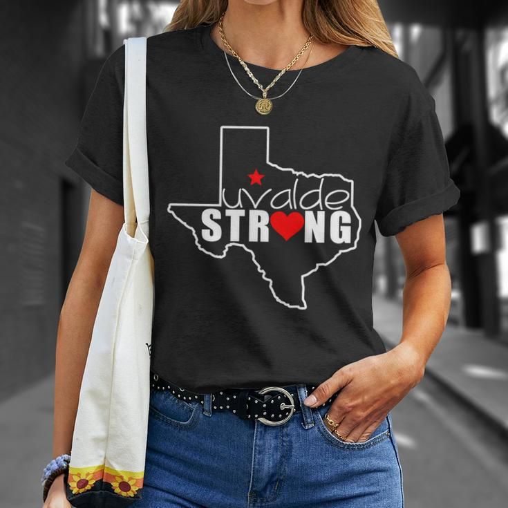 Uvalde Strong Texas Map Heart Unisex T-Shirt Gifts for Her